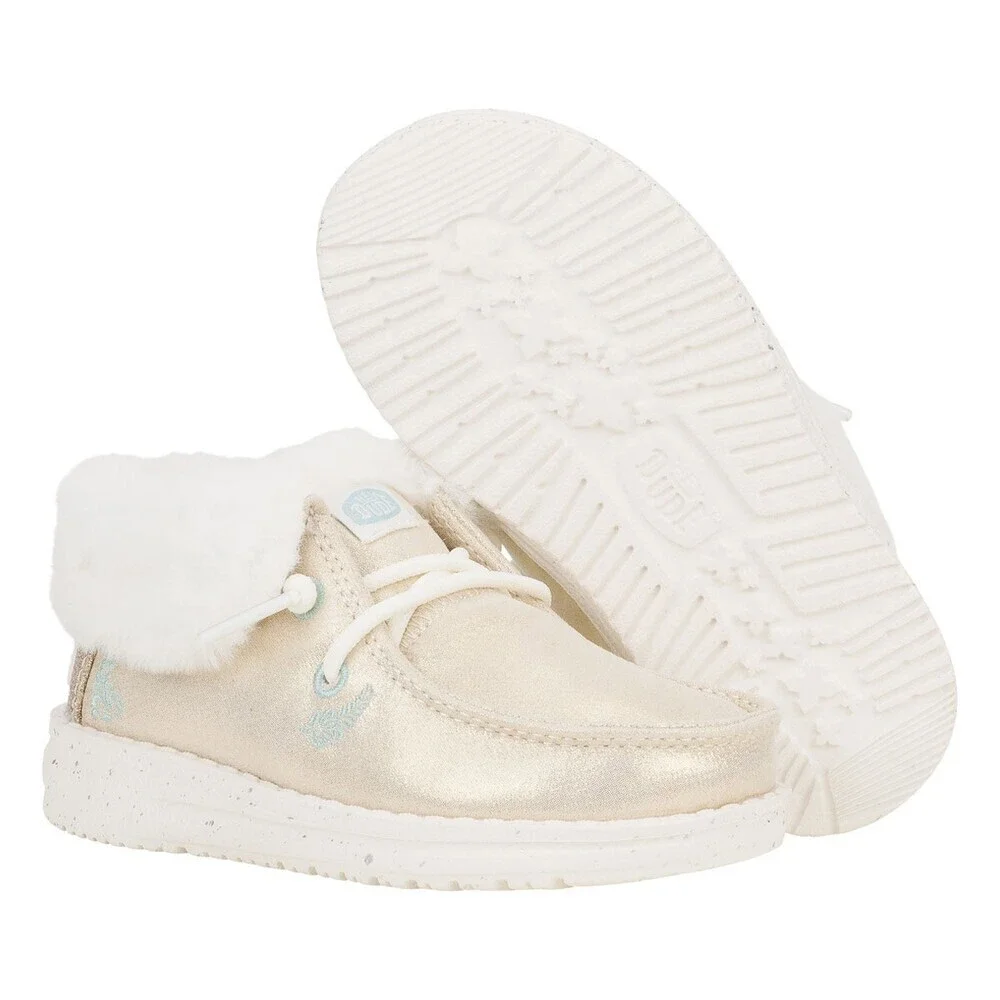 Hey Dude Wendy Fold Toddler Metallic Gold Faux Fur Collar Slip-On Shoes ZOGG2038